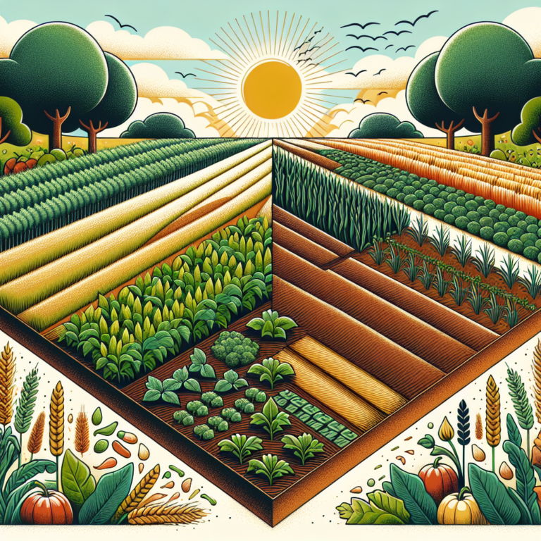 Healthy, dark soil full of organic matter with a young green plant sprouting, symbolizing the benefits of organic crop rotation for soil health and sustainable agriculture.